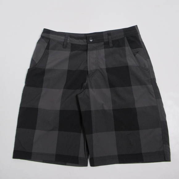 Lululemon Men's Kahuna Short Plaid Black Grey Size 34 Breathable - Picture 1 of 12